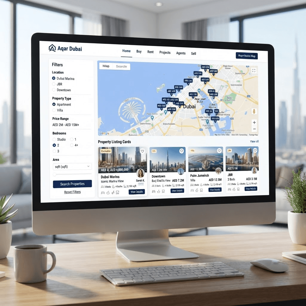 Real estate property listing portal with map search