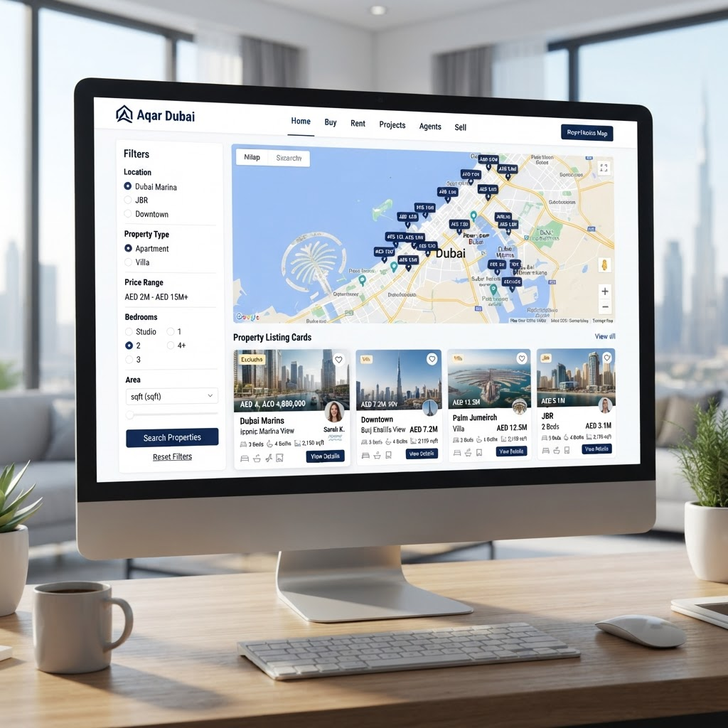 Real estate property listing portal with map search